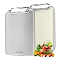 GENERICO - Tabla De Picar Profesional Doble Cara Acero Inoxidable 40cm x 28cm