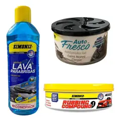 GENERICO - Lava Parabrisas + Crema Para Carros Rubbing + Ambientador
