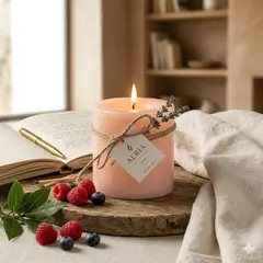 GIO HOME - VELA AROMATICA RUSTICA ROSADA 7.5CM CON AROMA BERRY