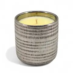 GIO HOME - VELA EN VASIJA DE CERAMICA 10.2X11CM - PLATEADO CON AROMA MISS COCO