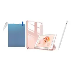 GENERICO - ESTUCHE SMART CASE CRISTAL PARA SAMSUNG S10 FE/S9 FE + PAPER LIKE + LAPIZ PARA TABLET ROSA