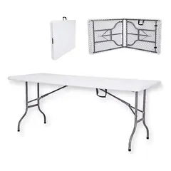 GENERICO - Mesa Plegable Rectangular de 180 cm para Exterior e Interior