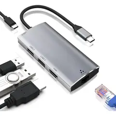 INNOVA - Adaptador Tipo C Multipuerto Rj45 Hdmi 4k Ethernet Compatible con Mac Wind