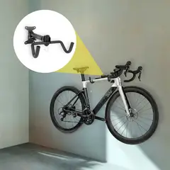 RUNBIKE - Soporte Pared Bicicleta Plegable Rack Porta Bicicleta Horizontal Ajustable Casa Apartamento Mtb Ruta Urbana Gravel Almacenamiento Espacio Organizador Colgar Bicicleta Negro