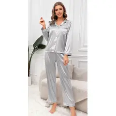 GENERAL - Pijama de Satén Elegante Satin con Acabados Contrastantes