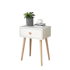 ANYHOGAR - Velador Con Cajón 40x30x55cm Color Blanco