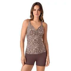 LEONISA - Vestido de baño camiseta drapeada + short 201611