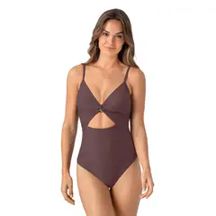 LEONISA - Vestido de baño entero control escote cruzado 19A159