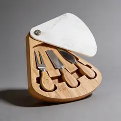 GENERICO - Set Premium Tabla Para Quesos + 3 Cuchillos - Blanco