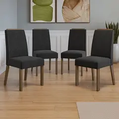 MADESA - Kit 4 Sillas de Comedor 4255 Oxford con Borde Superior MarrónOxford