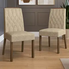 MADESA - Kit 2 Sillas de Comedor 4256 con Borde Superior MarrónImperial