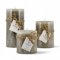 GIO HOME - SET VELAS RUSTICAS CAFÉ 7.5CM, 10CM, 15CM AROMA MISS COCO