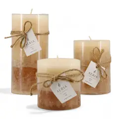 GIO HOME - SET VELAS TRICOLOR CREMA 7.5CM, 10CM, 15CM AROMA VAINILLA