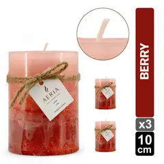 GIO HOME - SET X3 VELAS TRICOLOR ROSADO 10CM AROMA BERRY
