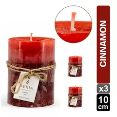 GIO HOME - SET X3 VELAS TRICOLOR ROJO 10CM AROMA CINNAMON