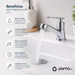 PAMO - Llave Lavamanos Palanca Cuerpo Metalico Entrada Bronce Color Cromado