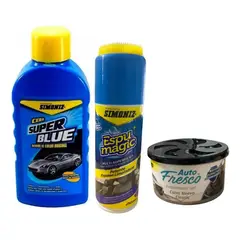 GENERICO - Kit Limpieza Espuma + Cera Super Blue+ Ambientador Auto
