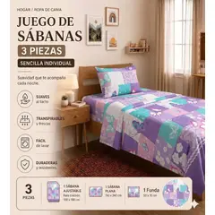 GENERICO - Juego de Sábanas infantil sencillas 100190 Suavidad y Color para Dulces Sueños