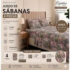 GENERICO - Juego de Sábanas Dobles 140x190x30 Polialgodón Suaves y duraderas