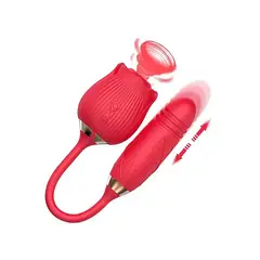 GENERICO - Rosa Succionador 2 en 1 con Dildo Vibrador