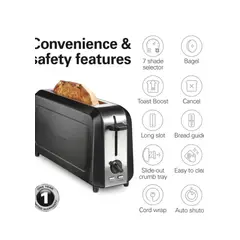 HAMILTON BEACH - Tostadora de Ranura Larga 900W con 7 Niveles de Tostado