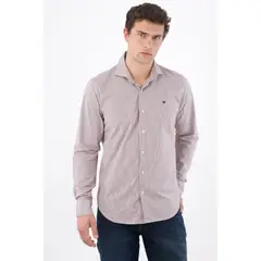 TENNIS - Camisa fit clásico con rayas en algodón rosa para hombre