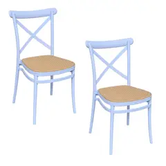 DISTRIONLINE - Set X2 Sillas Crossback Alis Color Blanco Tipo Mimbre
