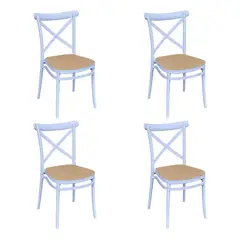 DISTRIONLINE - Set X4 Sillas Crossback Alis Color Blanco Tipo Mimbre