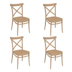 DISTRIONLINE - Set X4 Sillas Crossback Alis Color Beige Tipo Mimbre