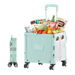 TRIPLE CLEAN - Carro Plástico Ruedas Plegable Para Compras Verde
