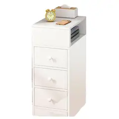 ANYHOGAR - Velador Angosto Con Cajones Bicolor Blanco