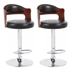 ANYHOGAR - Pack 2 Sillas Piso Bar Taburete Regulable Maderaecocuero