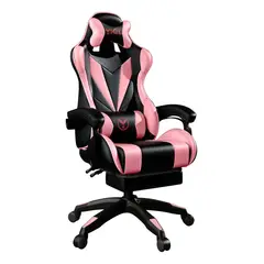 ANYHOGAR - Silla Gamer Ergonómica Con Tapizado De Poliuretano Rosa