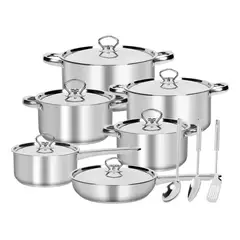 ANYHOGAR - Juego de Ollas Batería De Cocina Inoxidable 15 Piezas