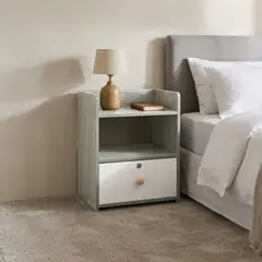 GENERICO - Mesa De Noche De Madera Nochero Con Estante y Cajón Refmorfeo