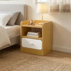 DIMATEX LEON - Mesa De Noche De Madera Nochero Con Estante y Cajón Refpuck