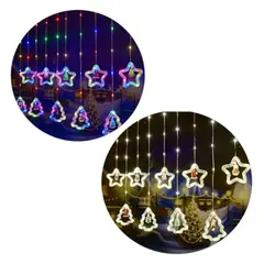 GENERICO - LUCES CORTINA NAVIDEÑA ESTRELLA Y ÁRBOL X10 FIGURAS