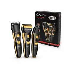 GENERICO - Afeitadora Geemy GM595 3 en 1 Recargable Negra y Dorada
