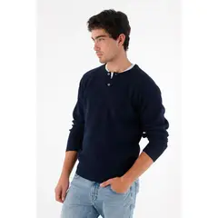 TENNIS - Buzo con botones azul para hombre