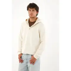 TENNIS - Buzo con capucha forrada en ovejero crudo para hombre