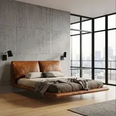 22 GRADOS DECORACION - Cama Mormo King en Cuero natural