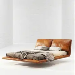 22 GRADOS DECORACION - Cama Mormo Queen en Cuero natural