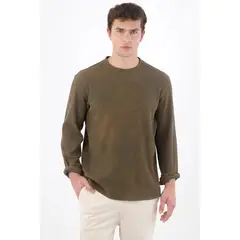 TENNIS - Buzo regular con tejido waffle de algodón verde oliva para hombre