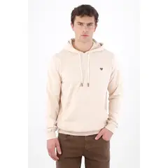 TENNIS - Buzo hoodie regular con mini bordado en algodón beige para hombre