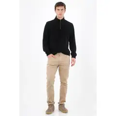 TENNIS - Buzo regular fit con cuello alto y cremallera al pecho en negro para hombre