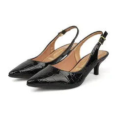 VIZZANO - Tacon Bajo Stiletto Verniz Croco Zurique Negro