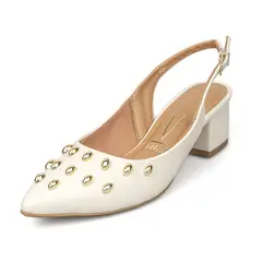 VIZZANO - Tacon Medio Cuadrado Pelica Blanco Off