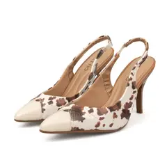 BEIRA RIO - Tacon Alto Slingback Napa Cow Print BlancoCamel