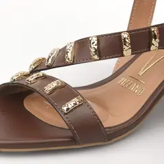 VIZZANO - Sandalia Tacon Bajo Cuadrado Pelica Chocolate