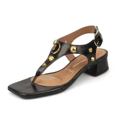VIZZANO - Sandalia Tacon Bajo Cuadrado Napa Imperiale Negro